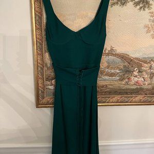 Reformation Sigrid Emerald Green Corset Belt Midi Dress — Size 8 M